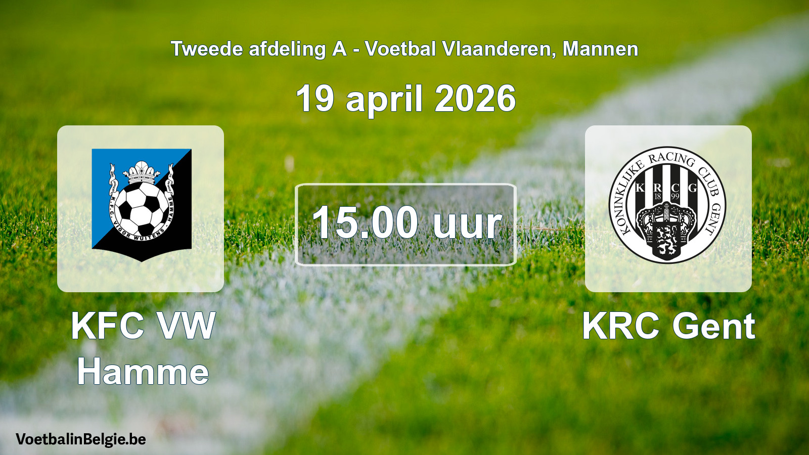 Scheduled match men football: KFC VW Hamme - KRC Gent (19 April 2026)