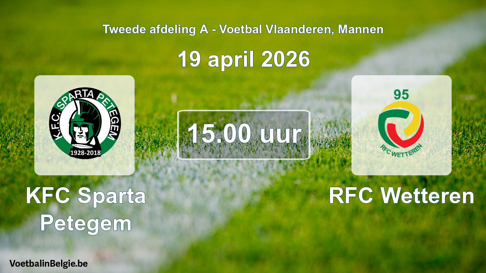Scheduled match men football: KFC Sparta Petegem - RFC Wetteren (19 April 2026)