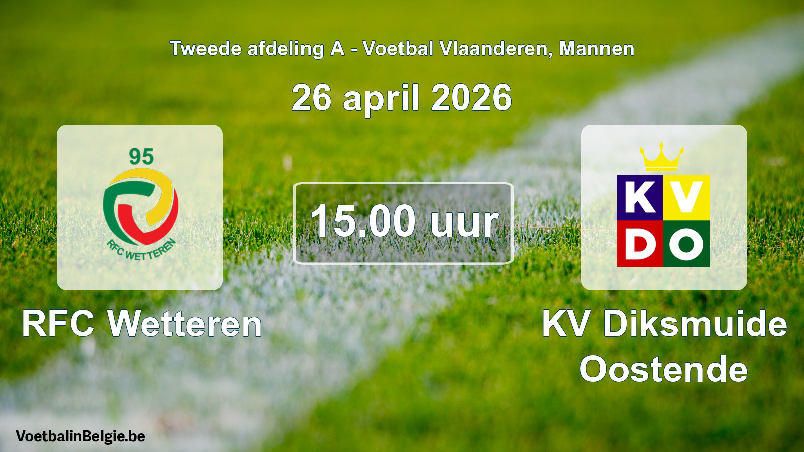Scheduled match men football: RFC Wetteren - KV Diksmuide Oostende (26 April 2026)