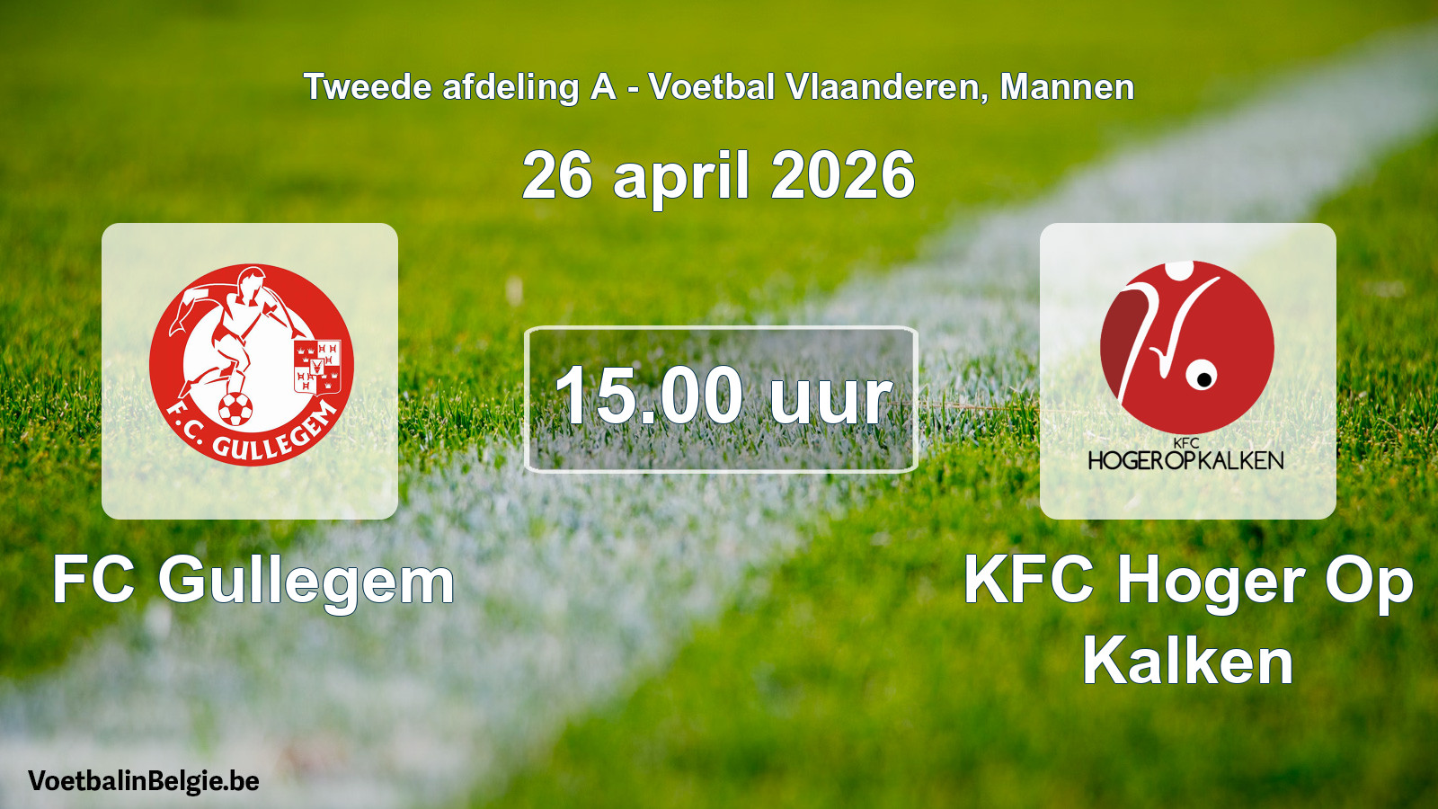 Scheduled match men football: FC Gullegem - KFC Hoger Op Kalken (26 April 2026)
