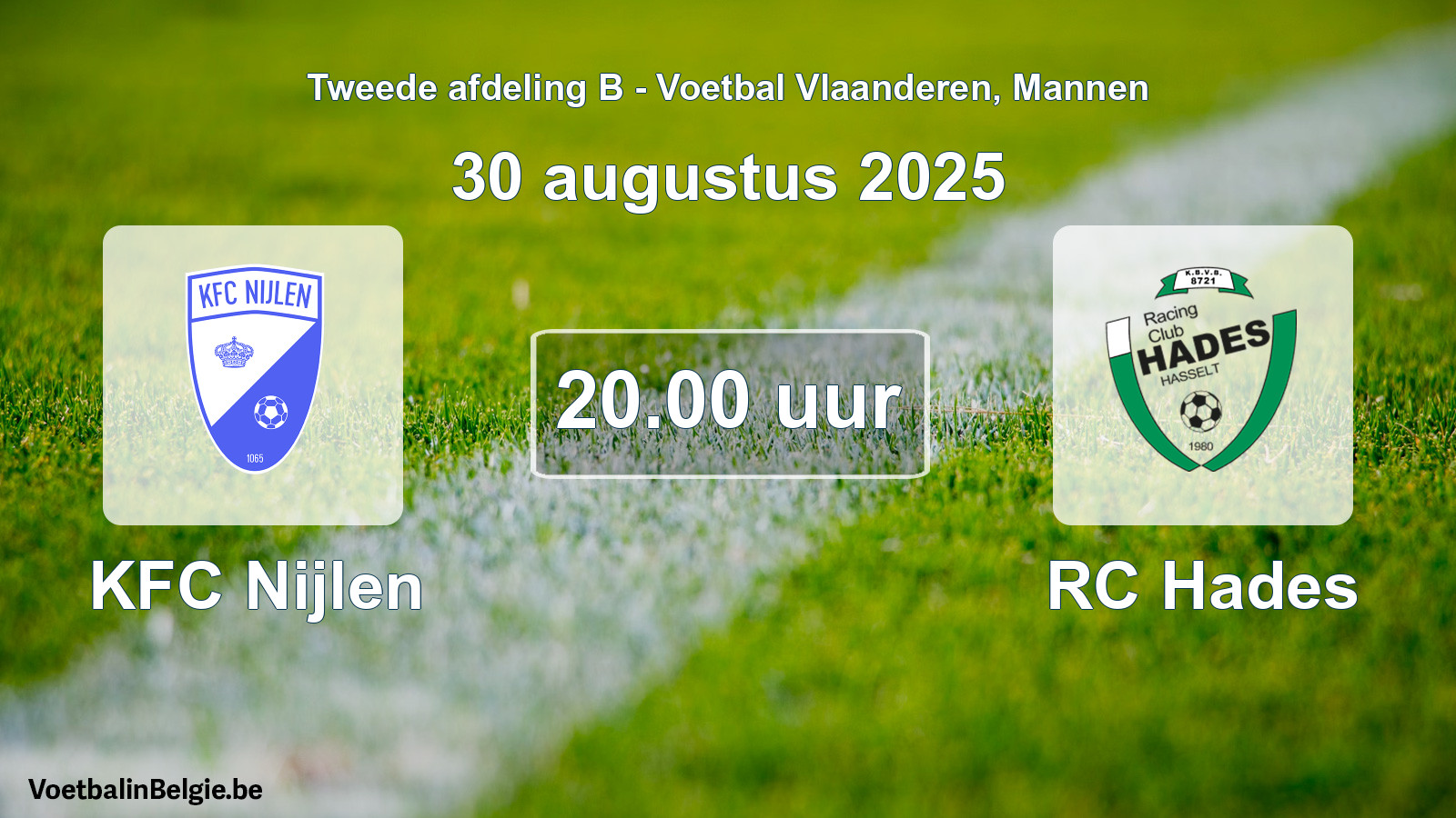 Scheduled match men football: KFC Nijlen - RC Hades (30 August 2025)