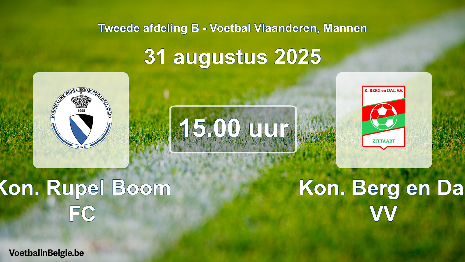 Scheduled match men football: Kon. Rupel Boom FC - Kon. Berg en Dal VV (31 August 2025)
