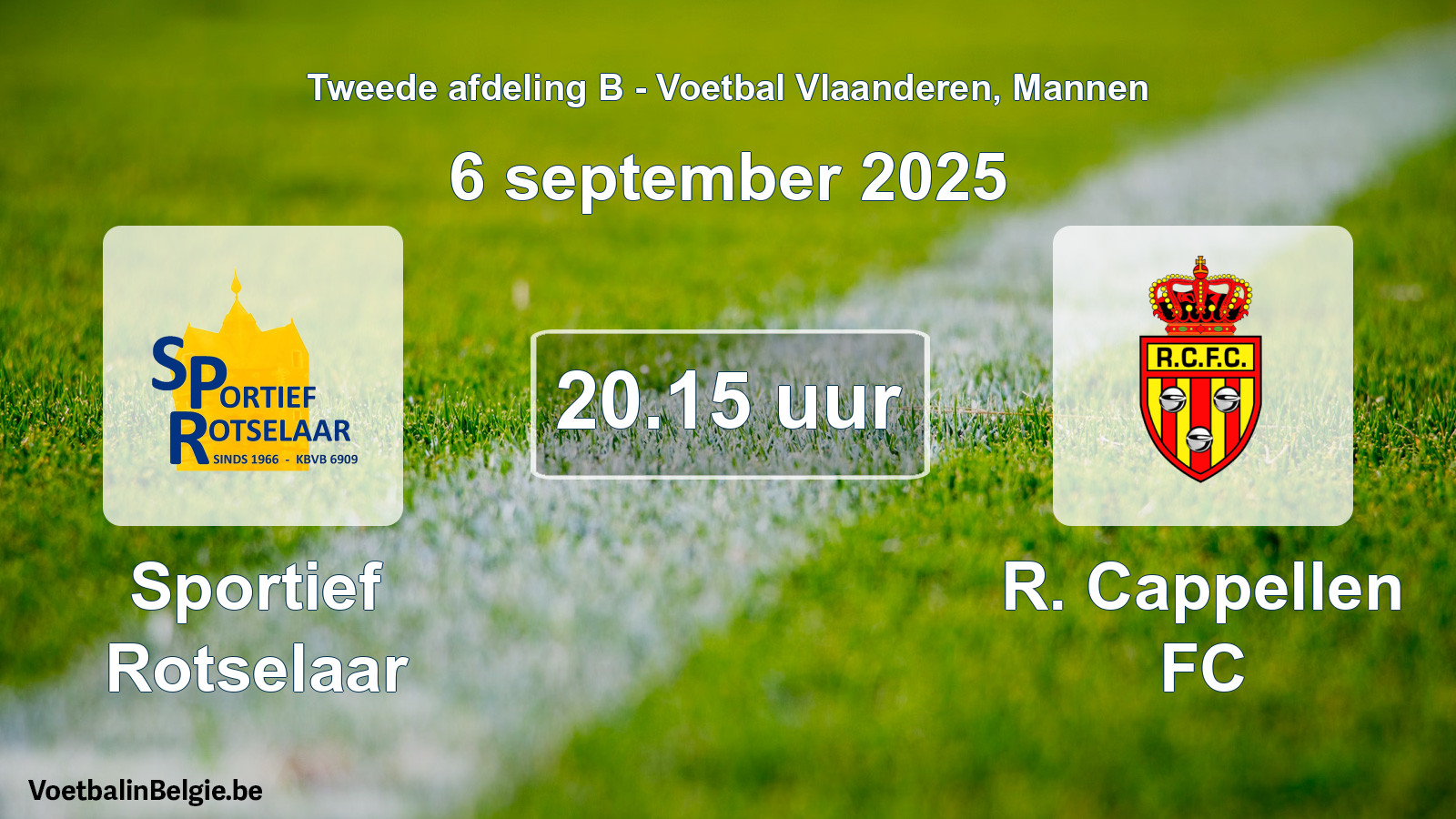 Scheduled match men football: Sportief Rotselaar - R. Cappellen FC (6 September 2025)