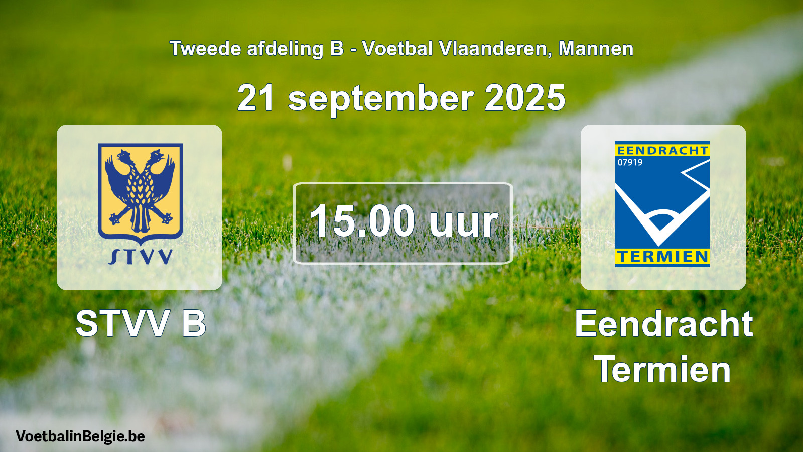 Geplande wedstrijd mannenvoetbal: STVV B - Eendracht Termien (21 september 2025)