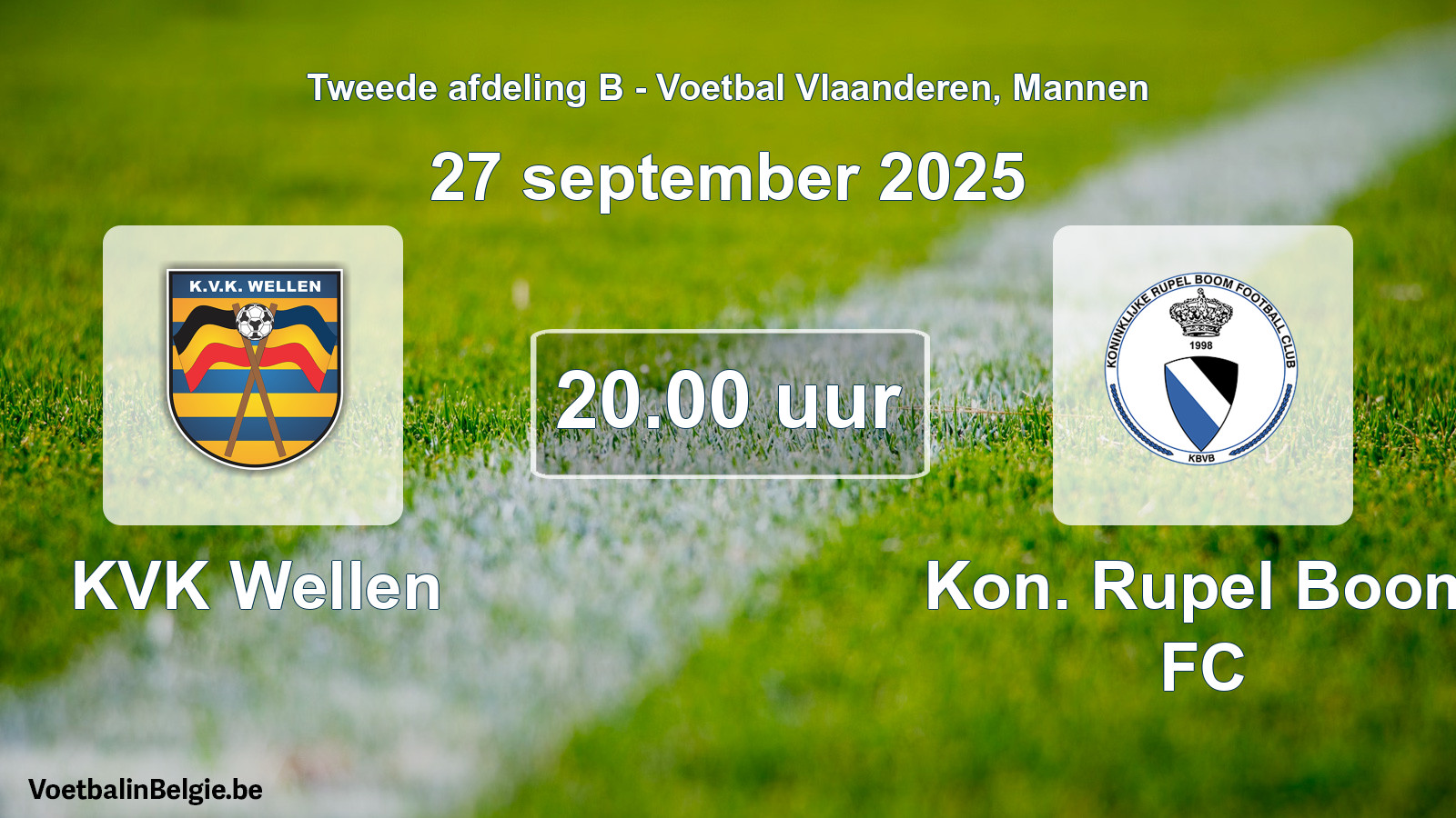 Scheduled match men football: KVK Wellen - Kon. Rupel Boom FC (27 September 2025)