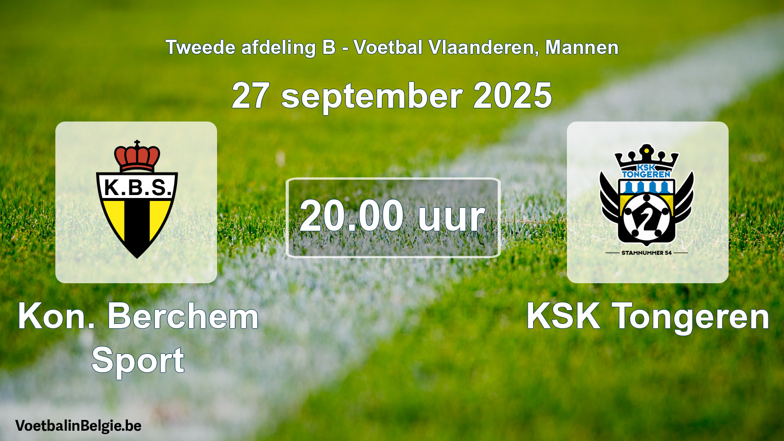 Geplantes Spiel männer-Fußball: Kon. Berchem Sport - KSK Tongeren (27 September 2025)