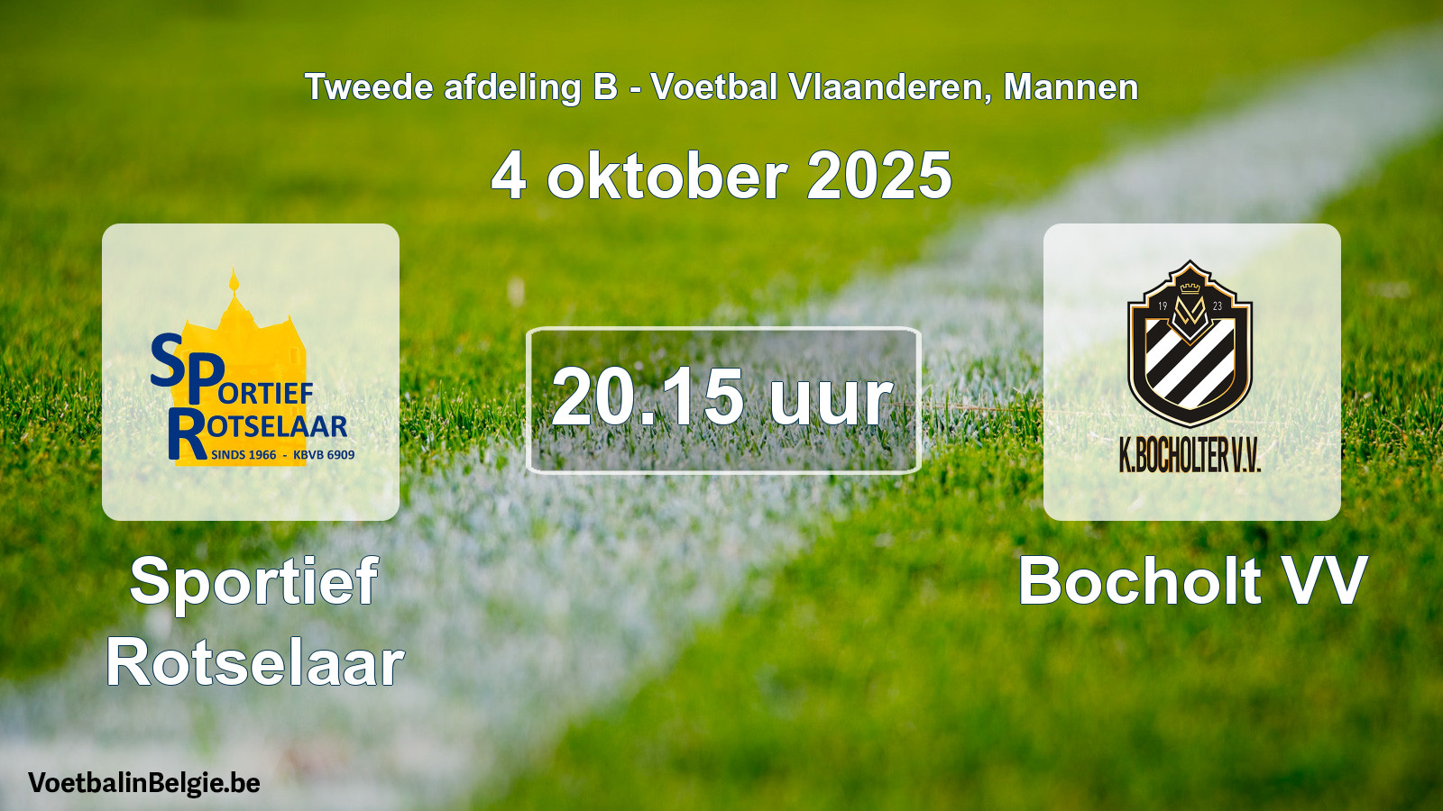 Scheduled match men football: Sportief Rotselaar - Bocholt VV (4 October 2025)