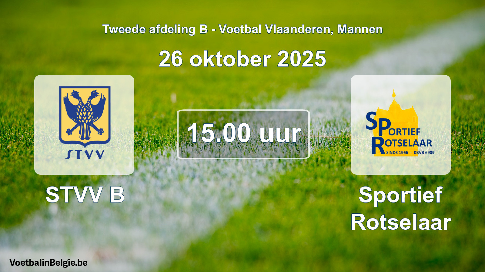 Scheduled match men football: STVV B - Sportief Rotselaar (26 October 2025)