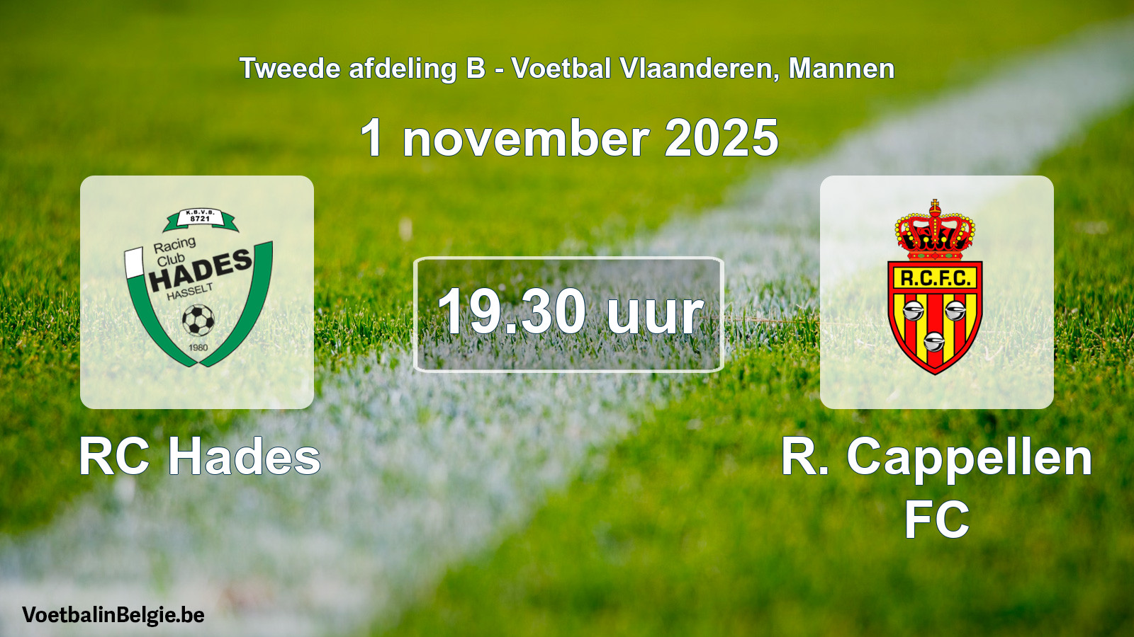 Scheduled match men football: RC Hades - R. Cappellen FC (1 November 2025)