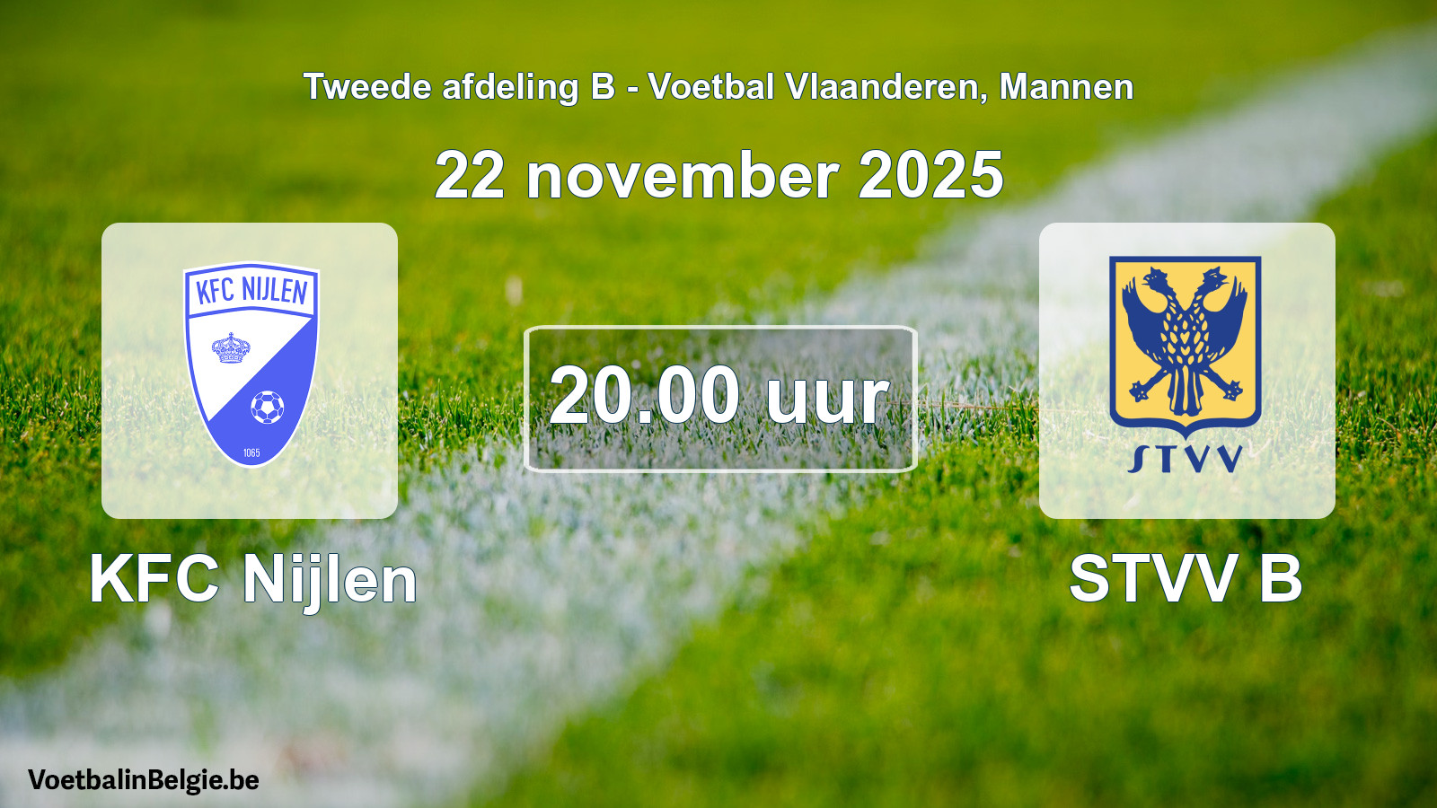 Scheduled match men football: KFC Nijlen - STVV B (22 November 2025)