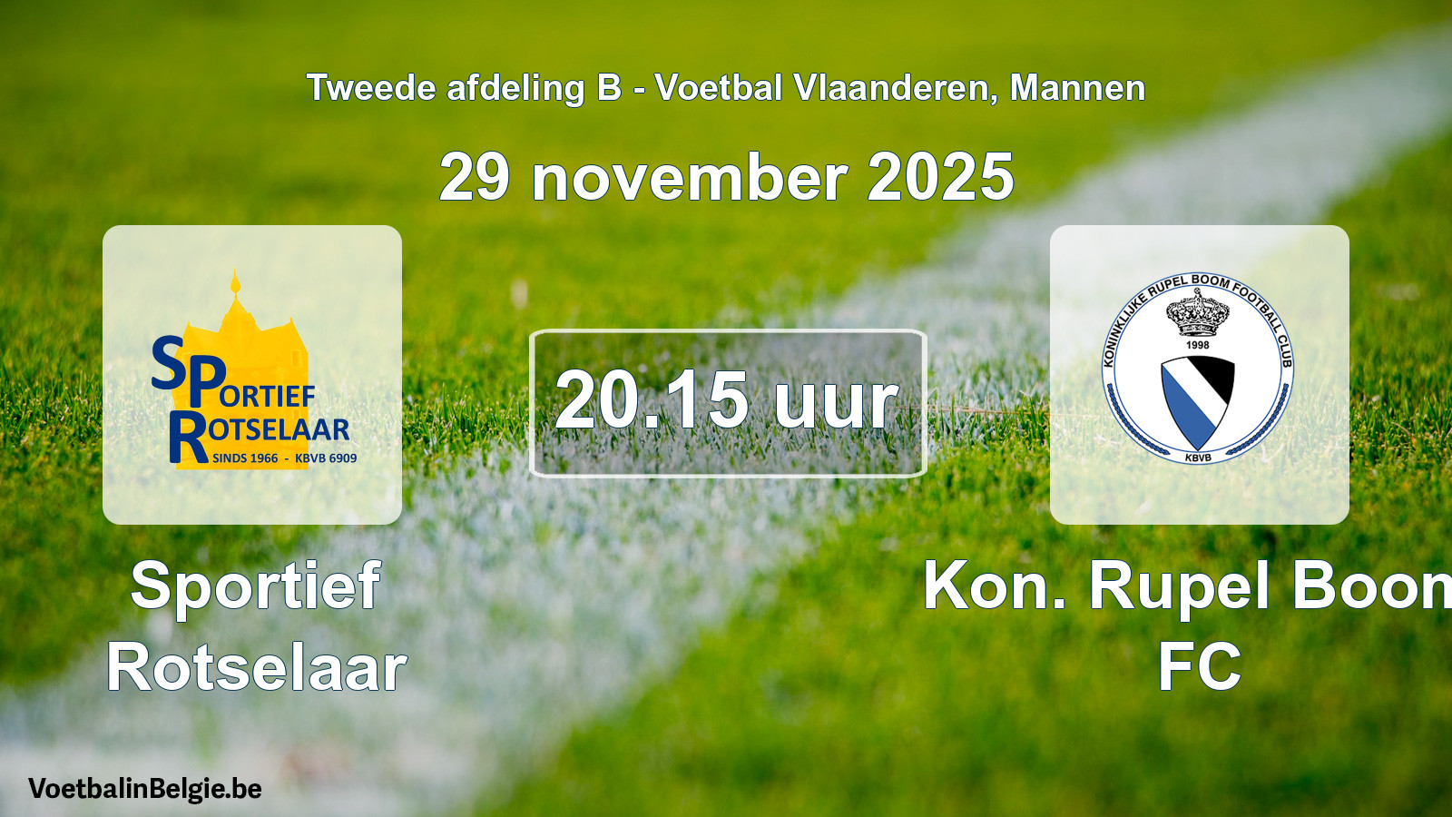 Scheduled match men football: Sportief Rotselaar - Kon. Rupel Boom FC (29 November 2025)