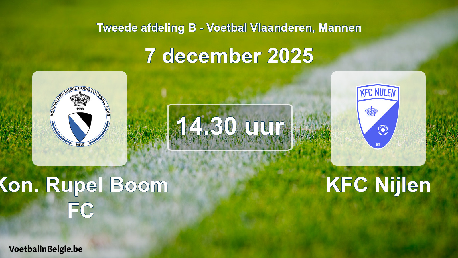 Scheduled match men football: Kon. Rupel Boom FC - KFC Nijlen (7 December 2025)