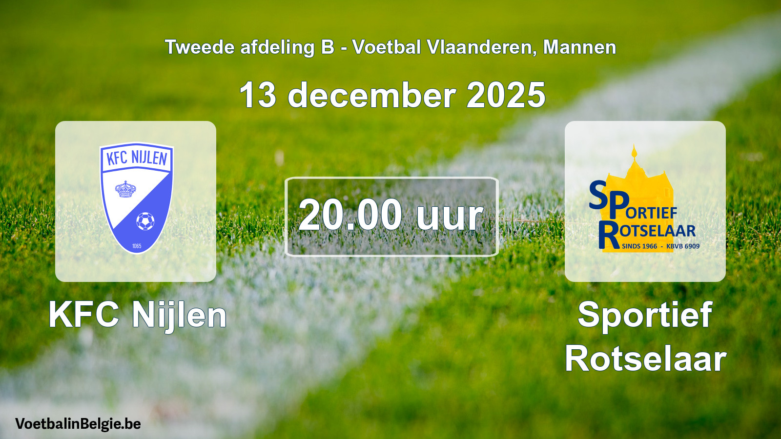 Scheduled match men football: KFC Nijlen - Sportief Rotselaar (13 December 2025)