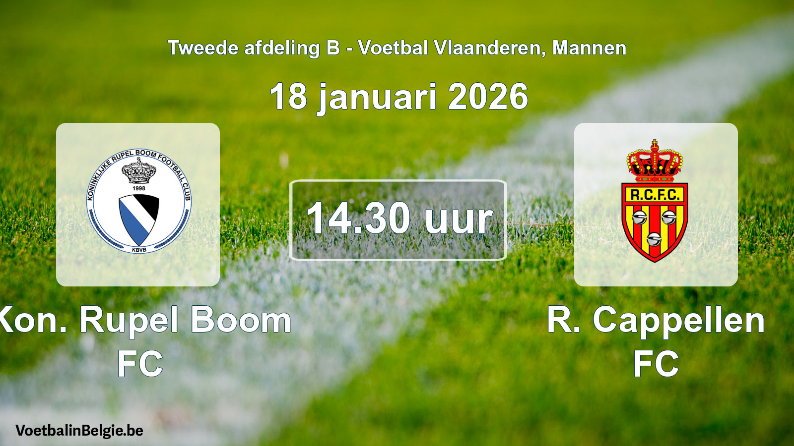 Scheduled match men football: Kon. Rupel Boom FC - R. Cappellen FC (18 January 2026)