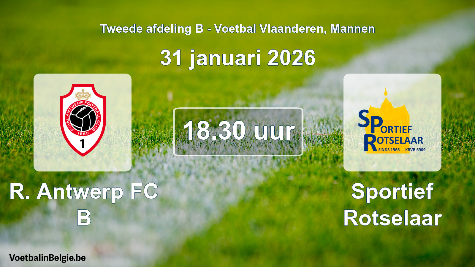 Scheduled match men football: R Antwerp FC B - Sportief Rotselaar (31 January 2026)