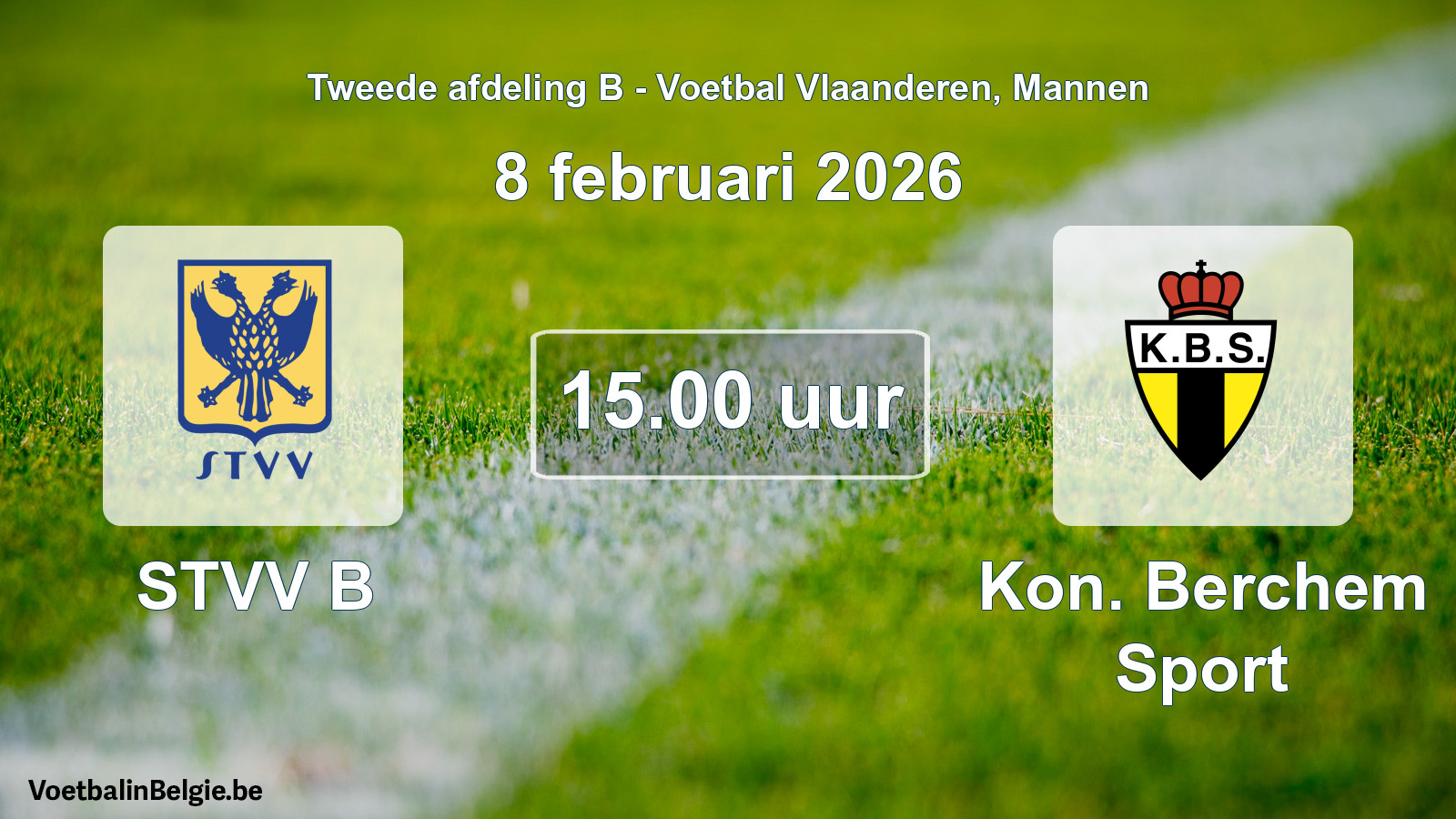Scheduled match men football: STVV B - Kon. Berchem Sport (8 February 2026)