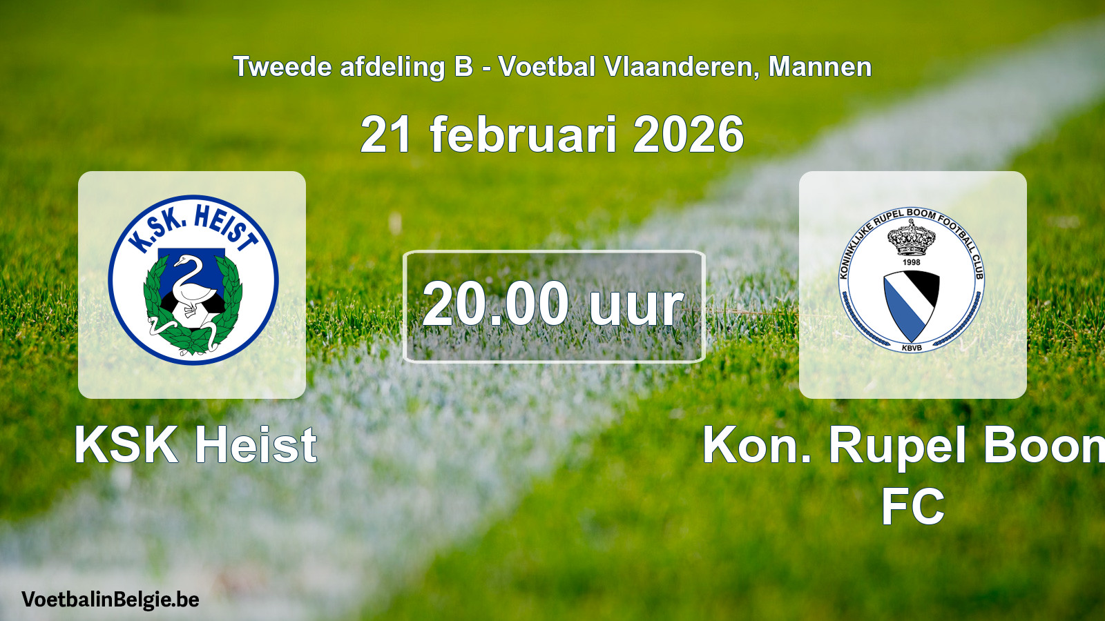 Scheduled match men football: KSK Heist - Kon. Rupel Boom FC (21 February 2026)