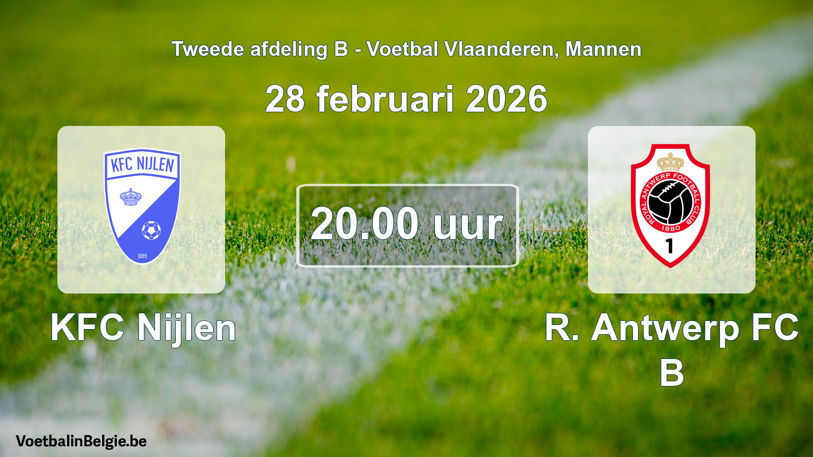 Scheduled match men football: KFC Nijlen - R Antwerp FC B (28 February 2026)
