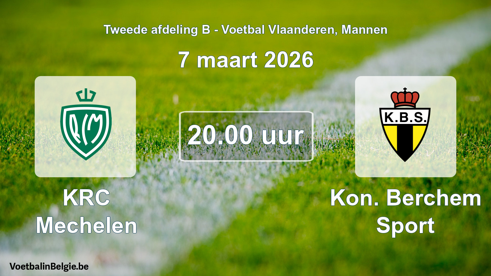 Geplantes Spiel männer-Fußball: KRC Mechelen - Kon. Berchem Sport (7 März 2026)