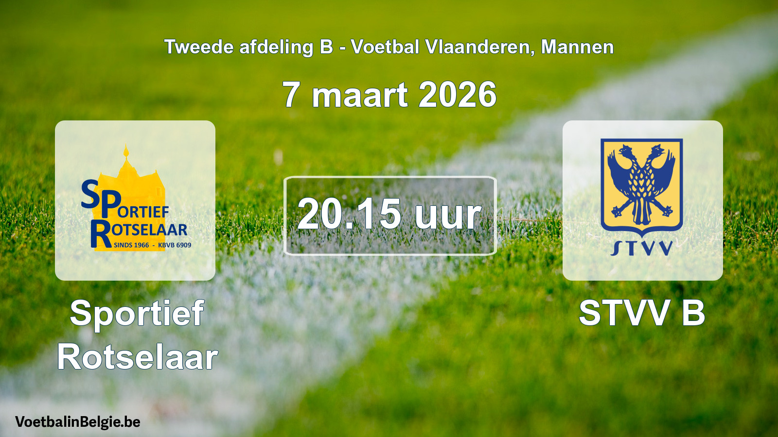 Scheduled match men football: Sportief Rotselaar - STVV B (7 March 2026)