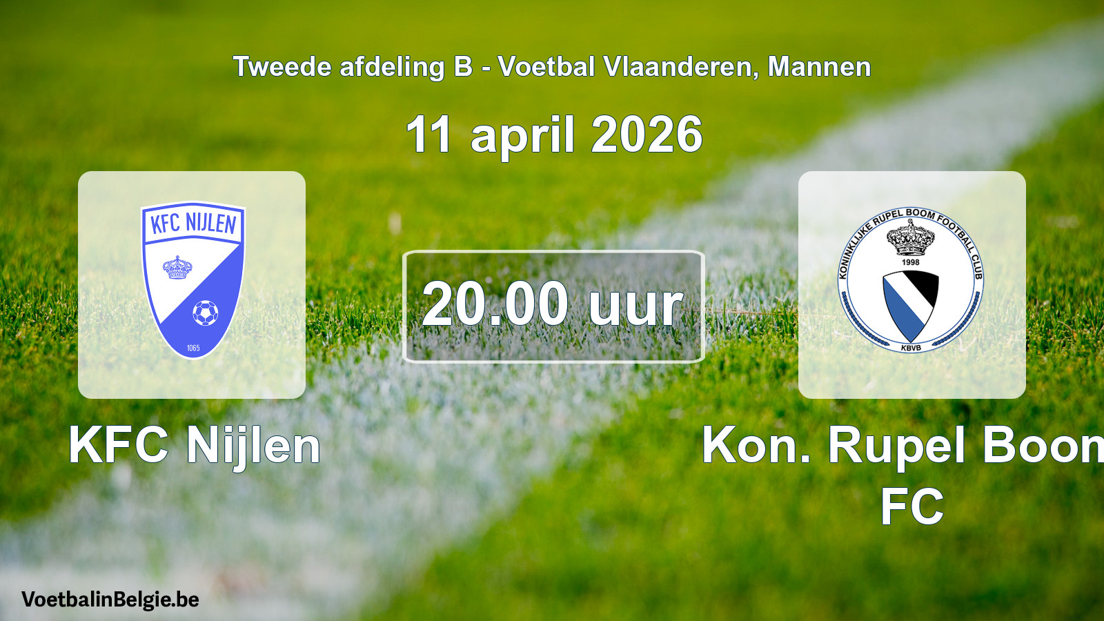 Scheduled match men football: KFC Nijlen - Kon. Rupel Boom FC (11 April 2026)