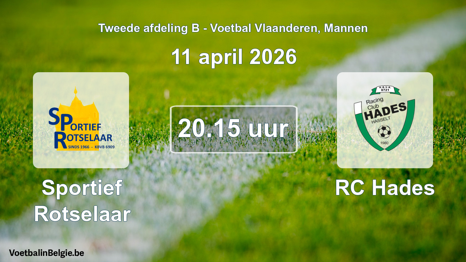Scheduled match men football: Sportief Rotselaar - RC Hades (11 April 2026)
