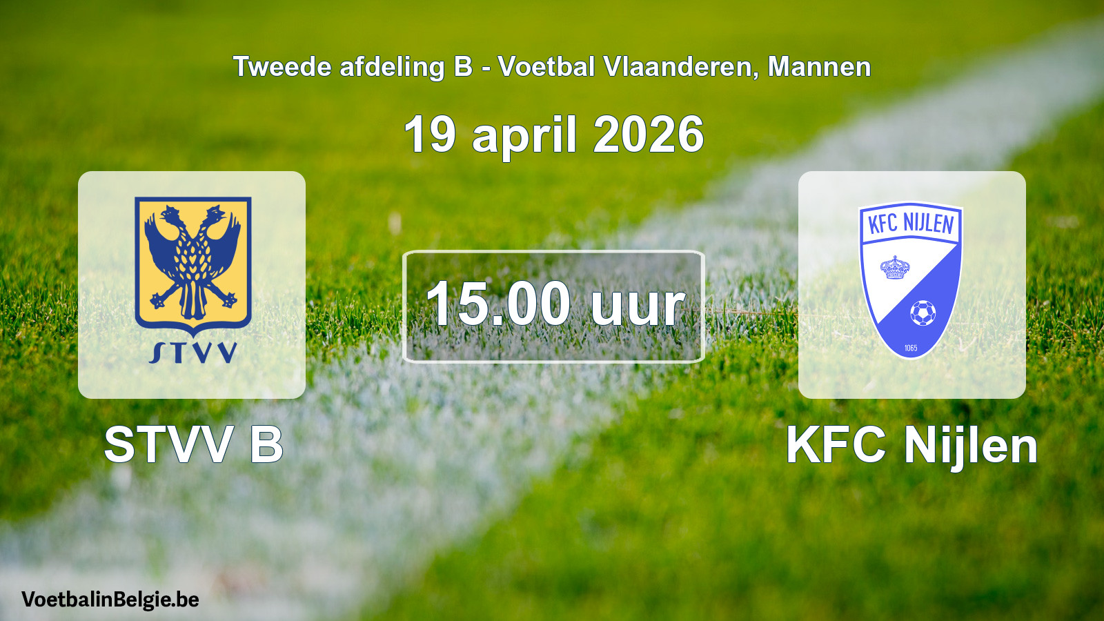 Scheduled match men football: STVV B - KFC Nijlen (19 April 2026)