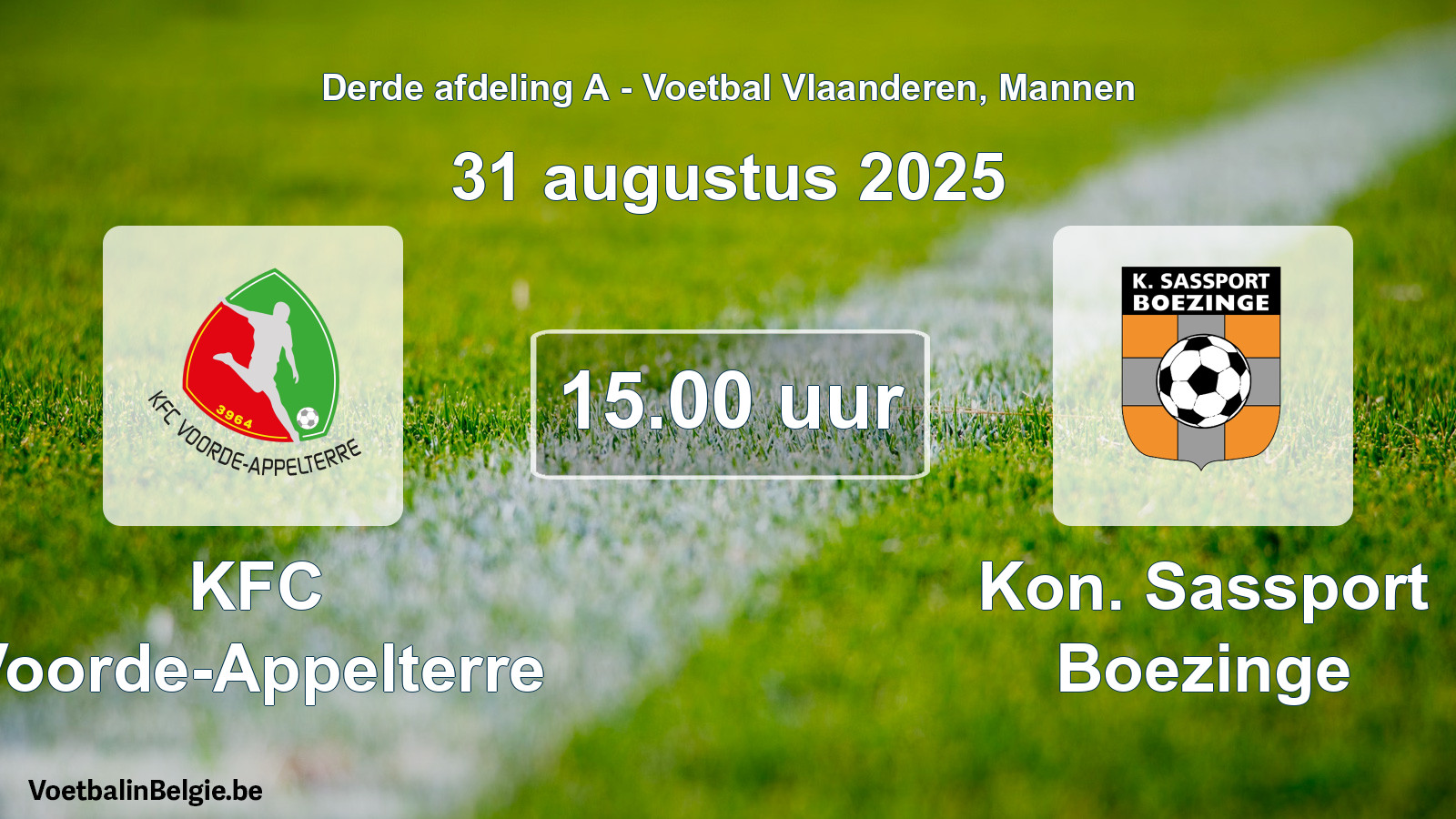 Scheduled match men football: KFC Voorde-Appelterre - Kon. Sassport Boezinge (31 August 2025)