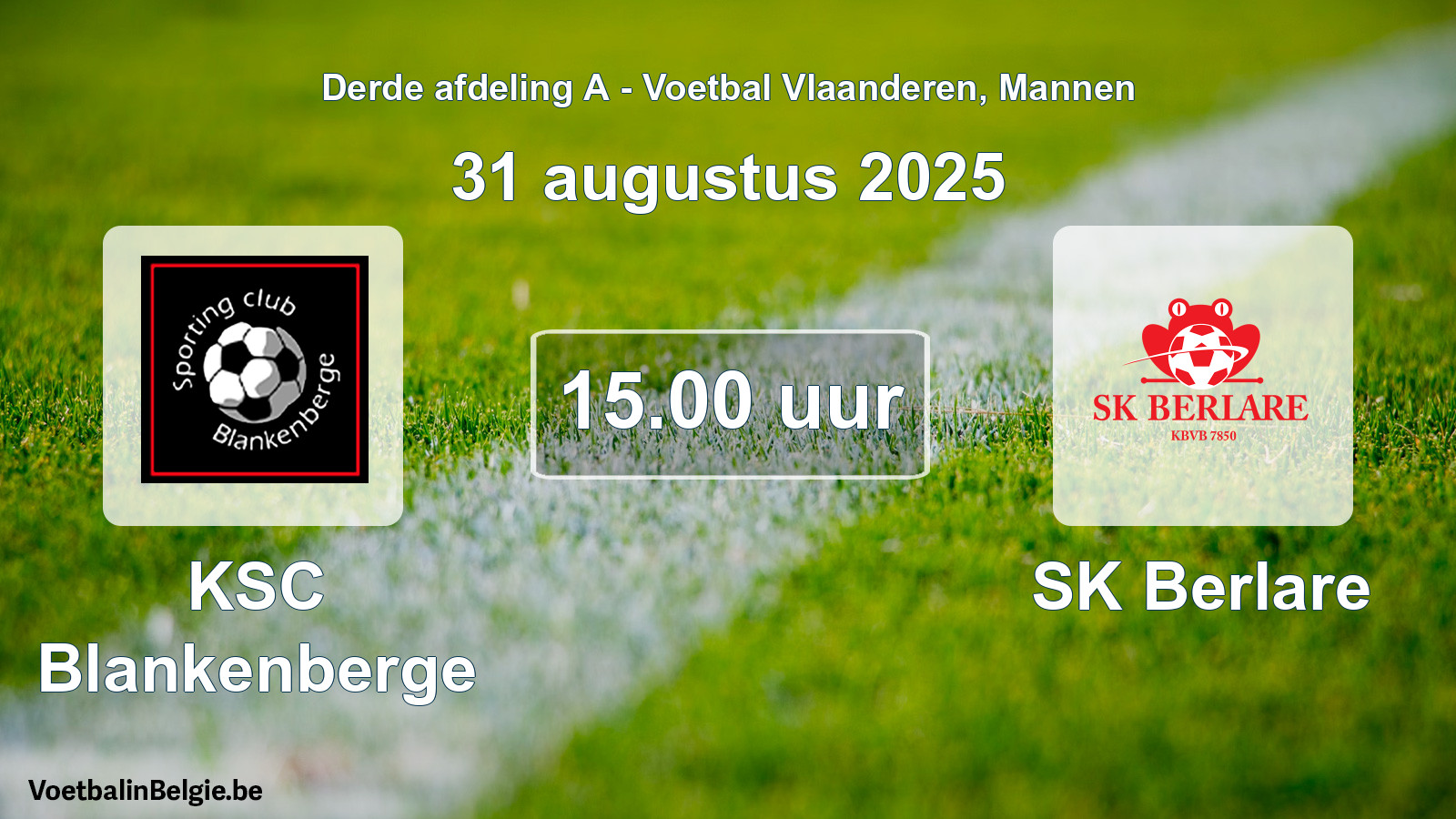 Scheduled match men football: KSC Blankenberge - SK Berlare (31 August 2025)