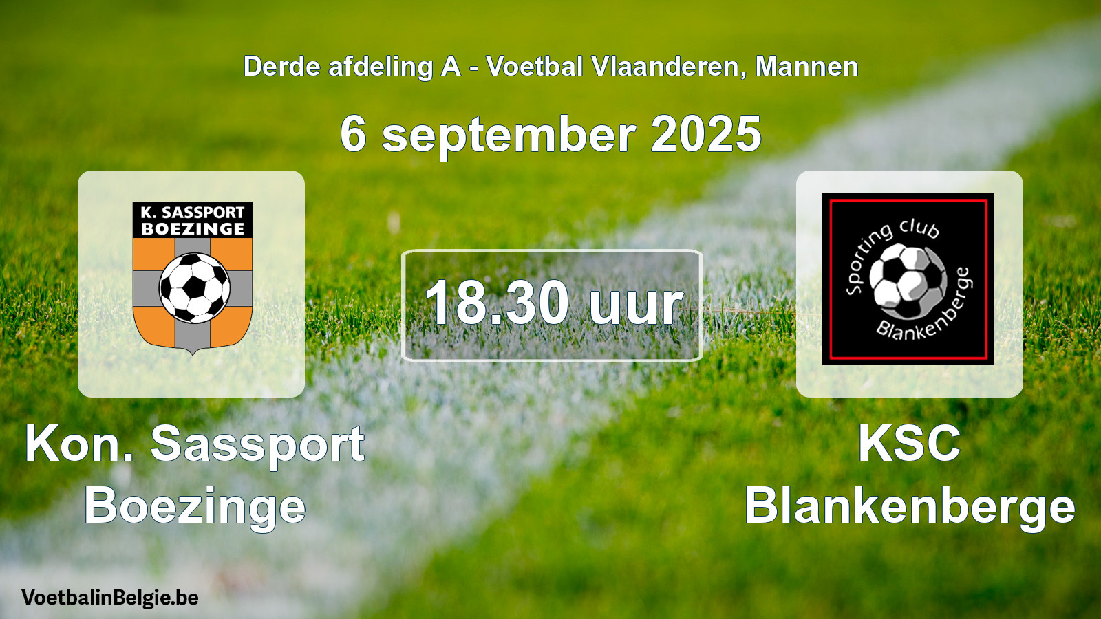 Scheduled match men football: Kon. Sassport Boezinge - KSC Blankenberge (6 September 2025)