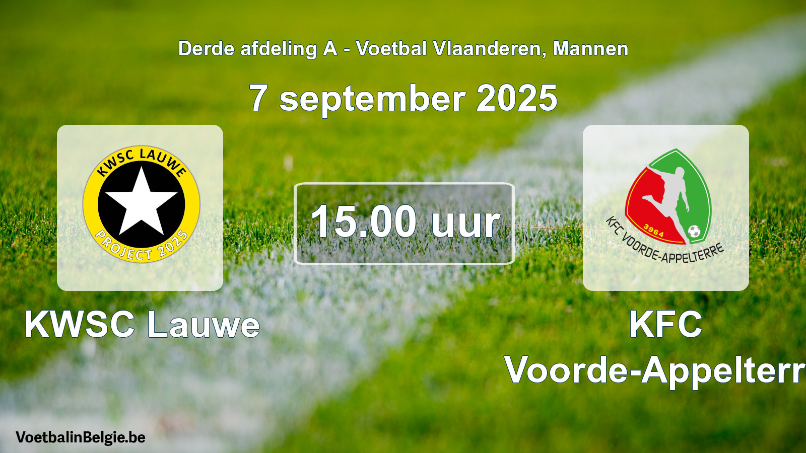 Scheduled match men football: KWSC Lauwe - KFC Voorde-Appelterre (7 September 2025)