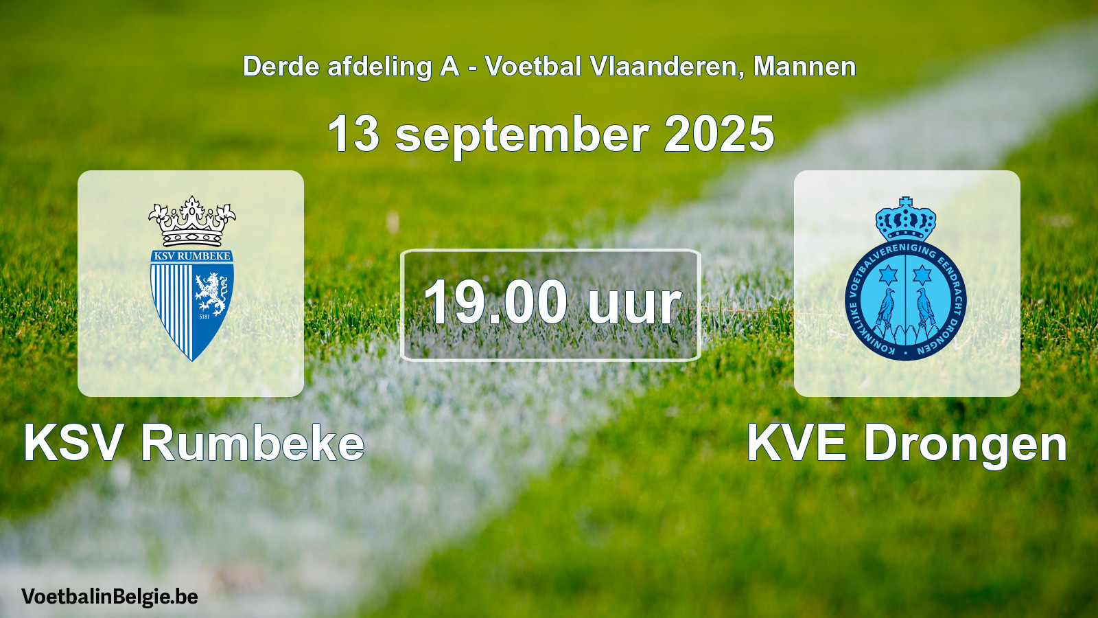 Geplande wedstrijd mannenvoetbal: KSV Rumbeke - KVE Drongen (13 september 2025)