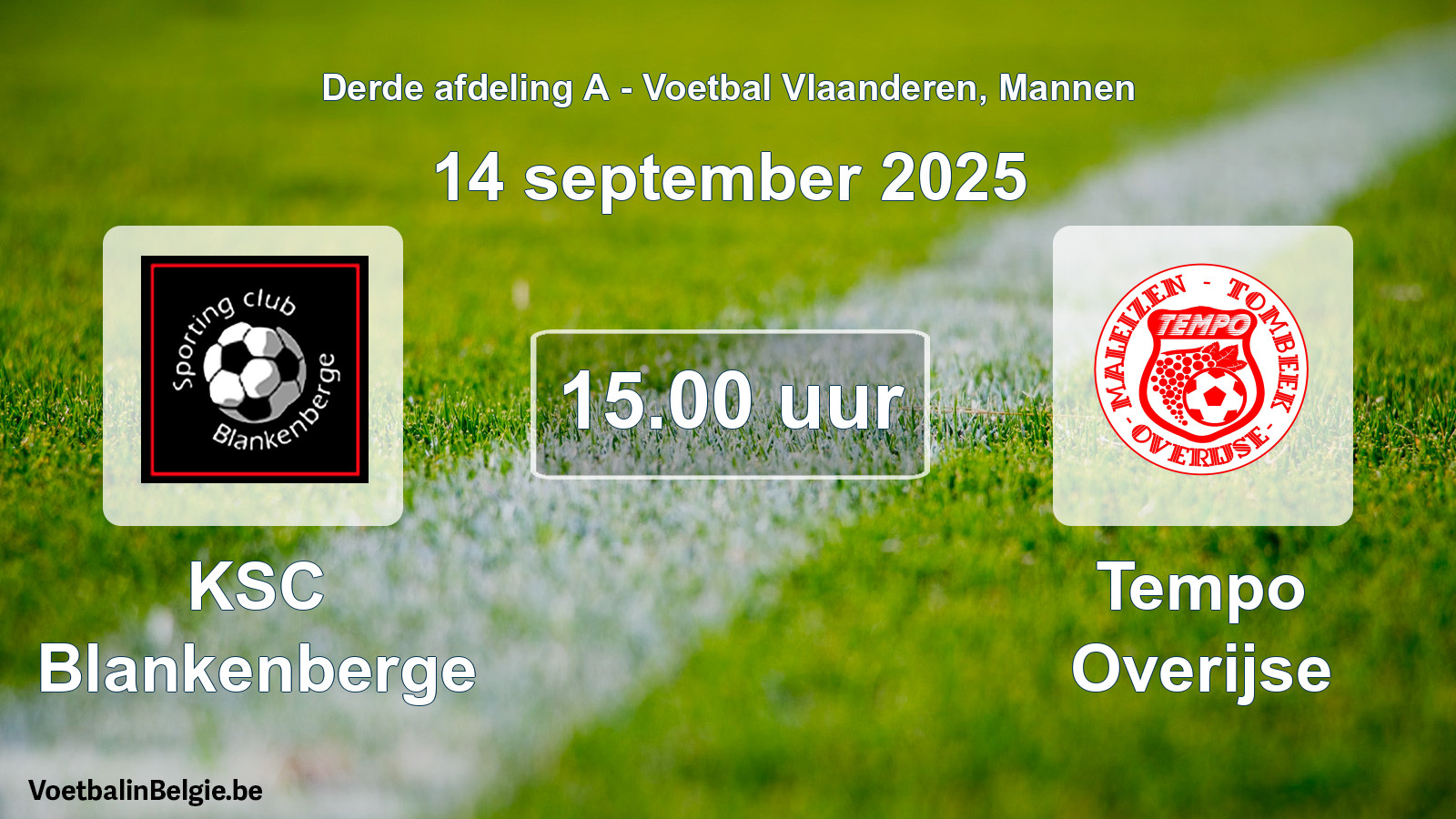 Scheduled match men football: KSC Blankenberge - Tempo Overijse (14 September 2025)