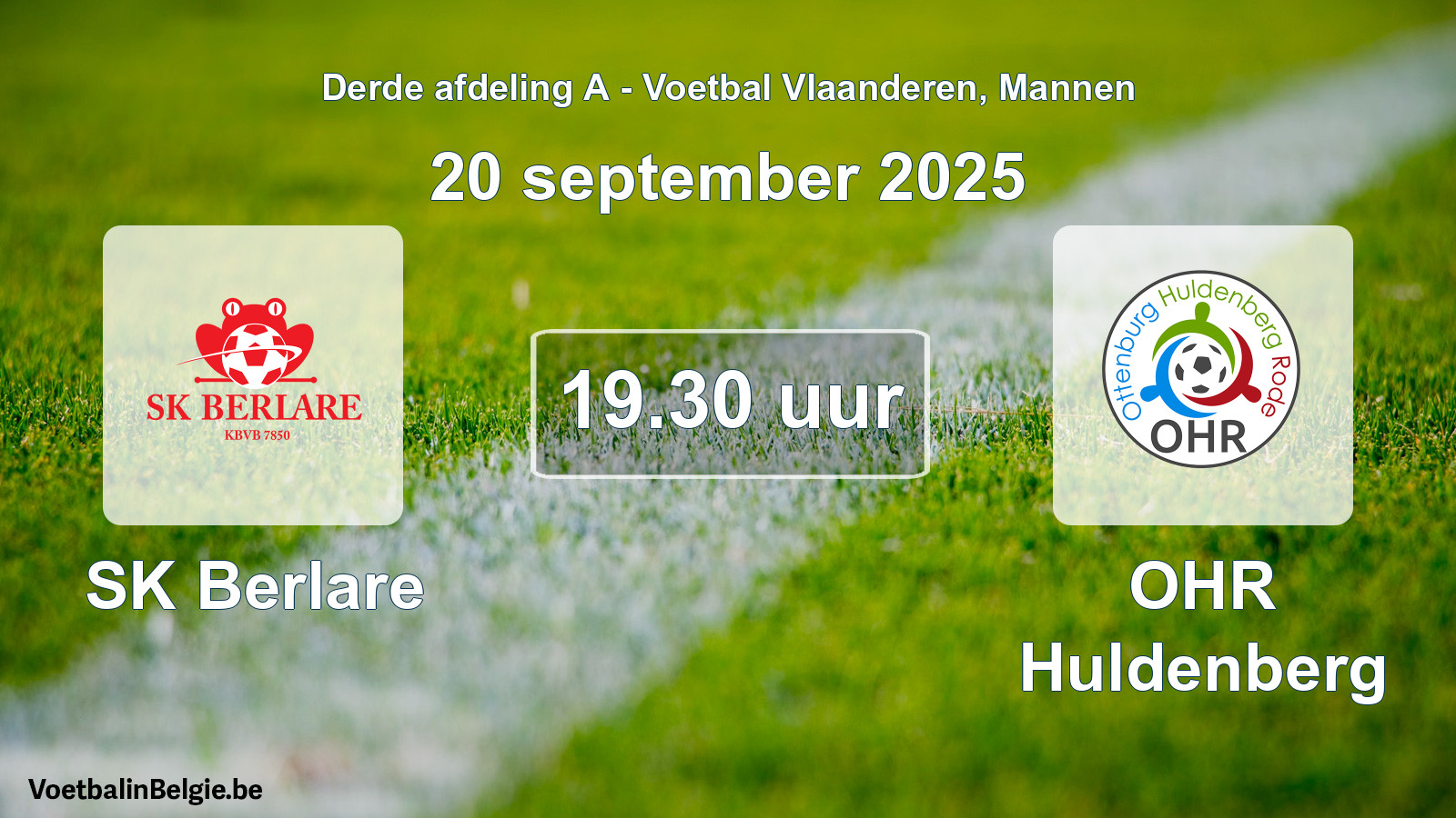 Scheduled match men football: SK Berlare - OHR Huldenberg (20 September 2025)