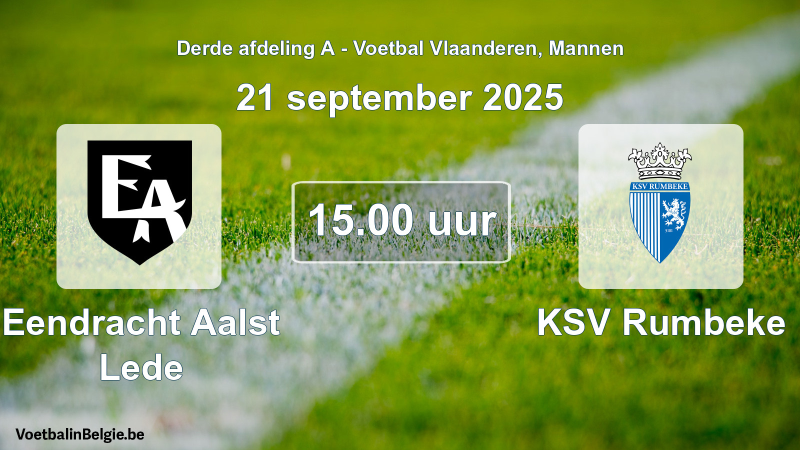 Scheduled match men football: Eendracht Aalst Lede - KSV Rumbeke (21 September 2025)