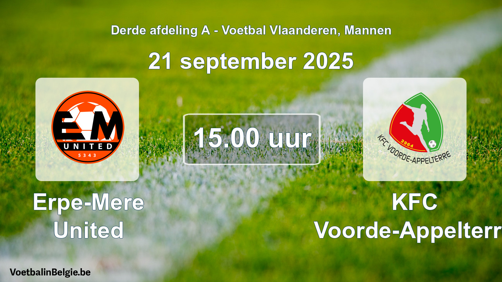 Scheduled match men football: Erpe-Mere United - KFC Voorde-Appelterre (21 September 2025)