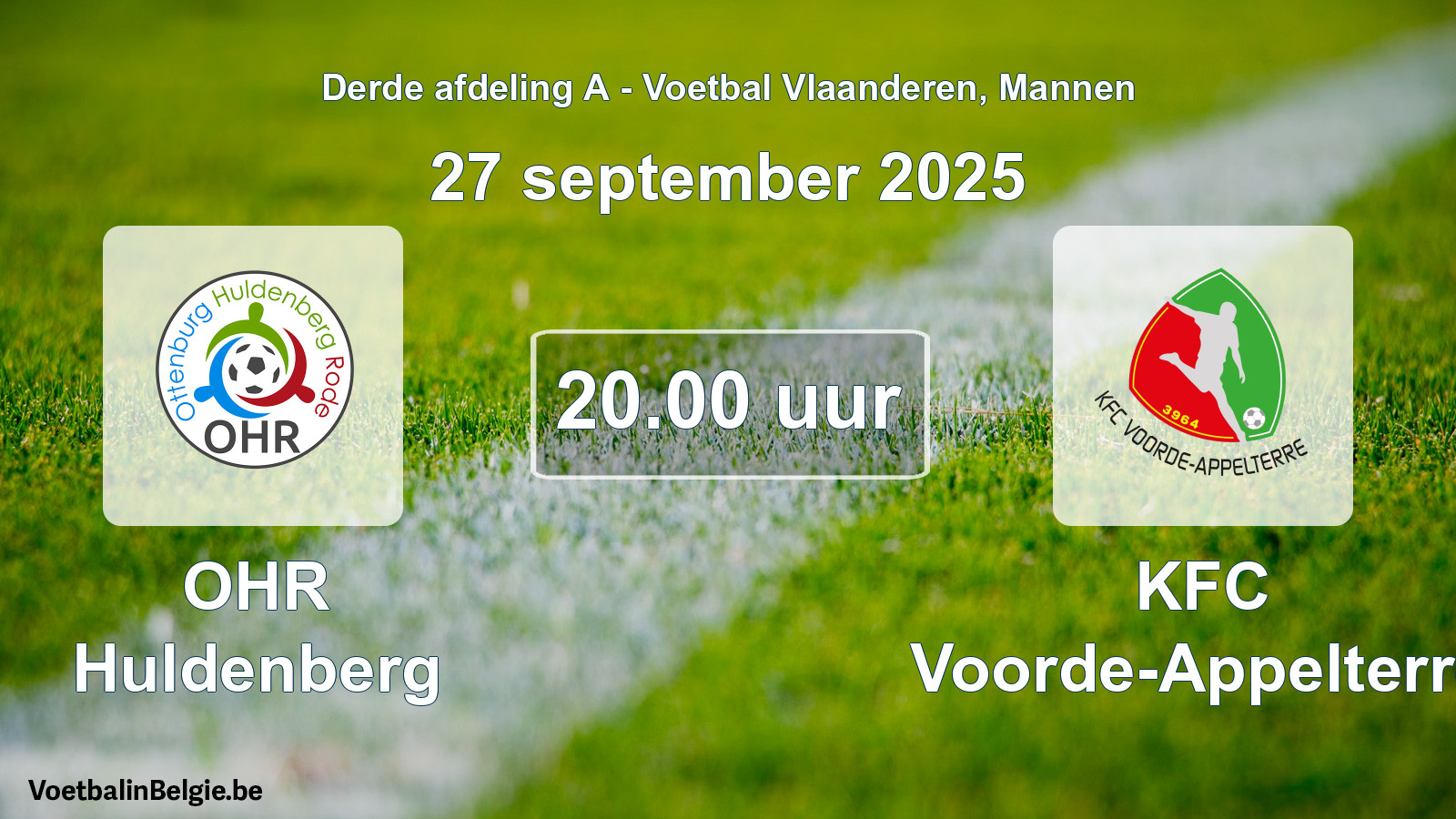 Scheduled match men football: OHR Huldenberg - KFC Voorde-Appelterre (27 September 2025)