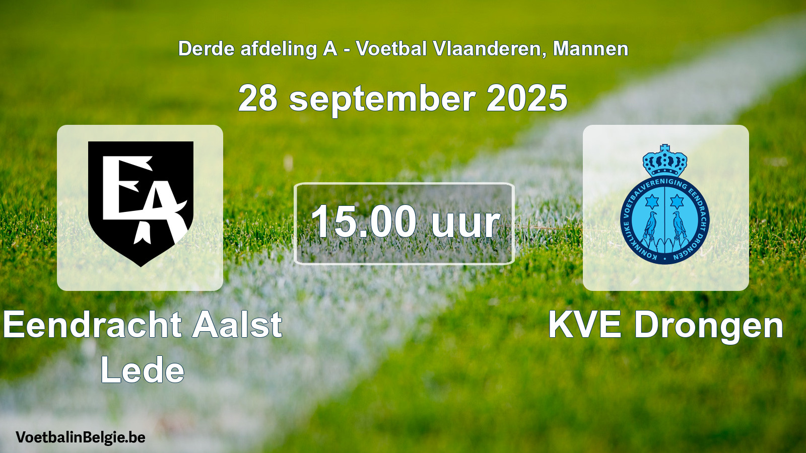 Scheduled match men football: Eendracht Aalst Lede - KVE Drongen (28 September 2025)