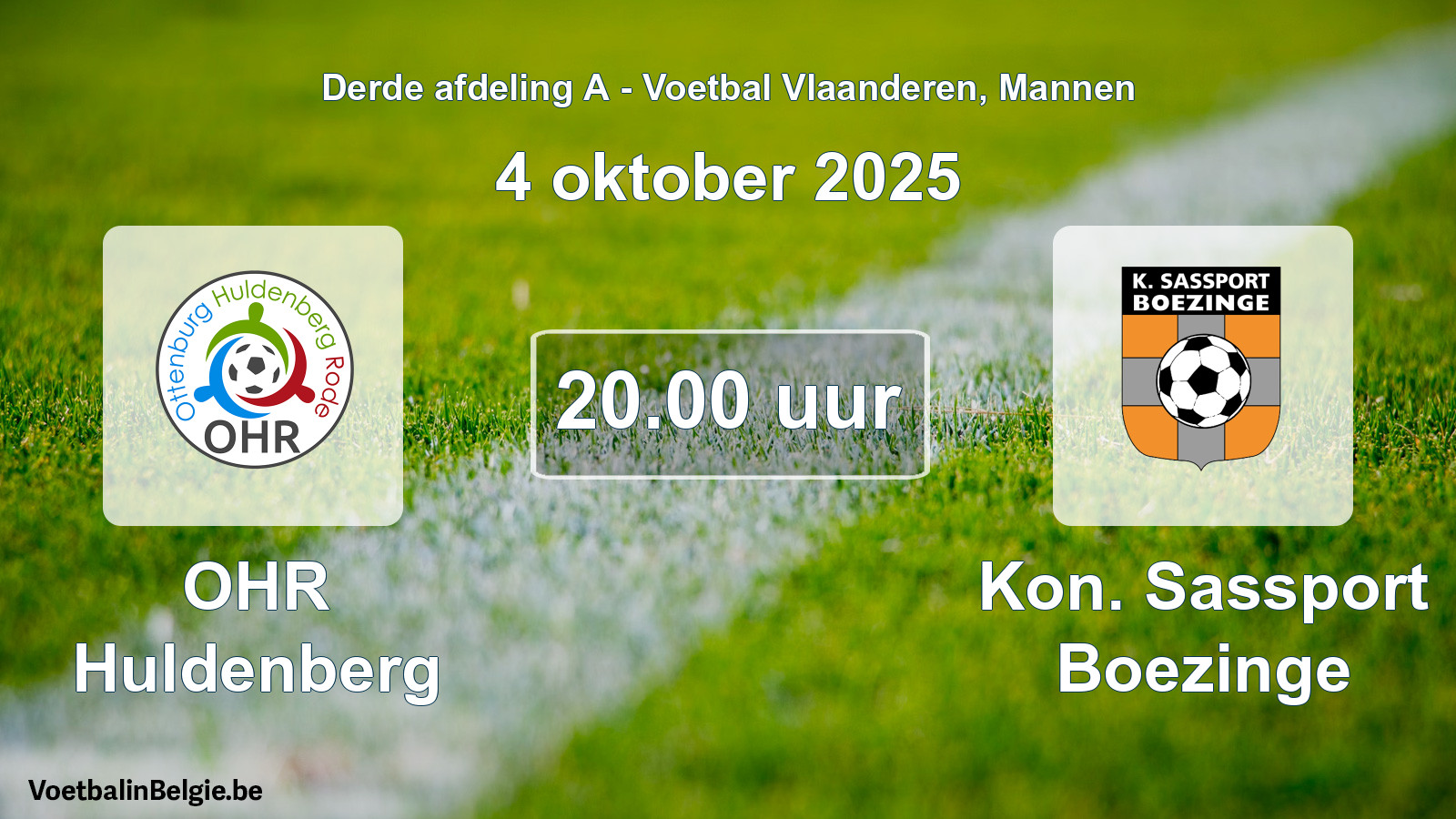 Scheduled match men football: OHR Huldenberg - Kon. Sassport Boezinge (4 October 2025)