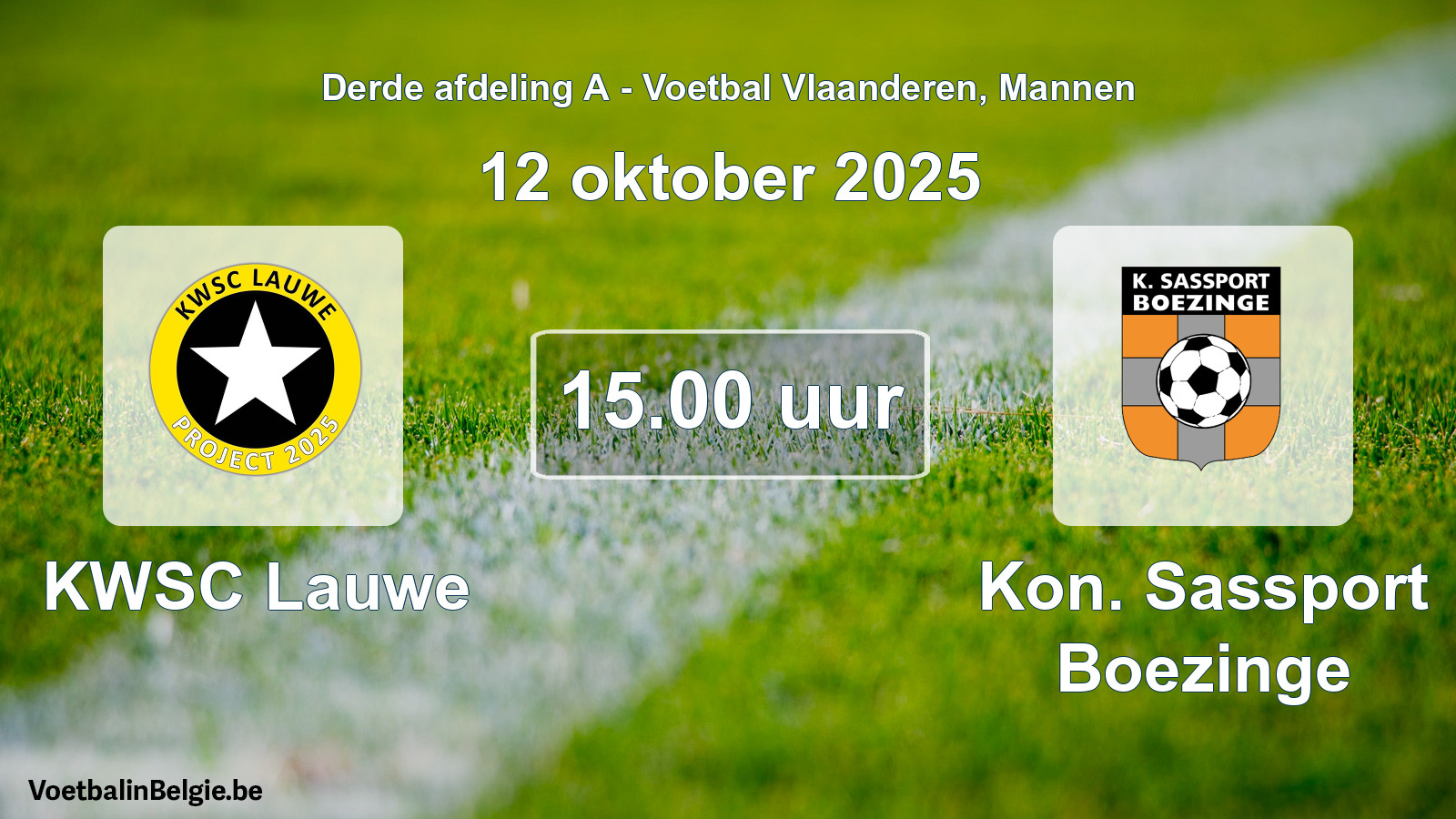 Scheduled match men football: KWSC Lauwe - Kon. Sassport Boezinge (12 October 2025)