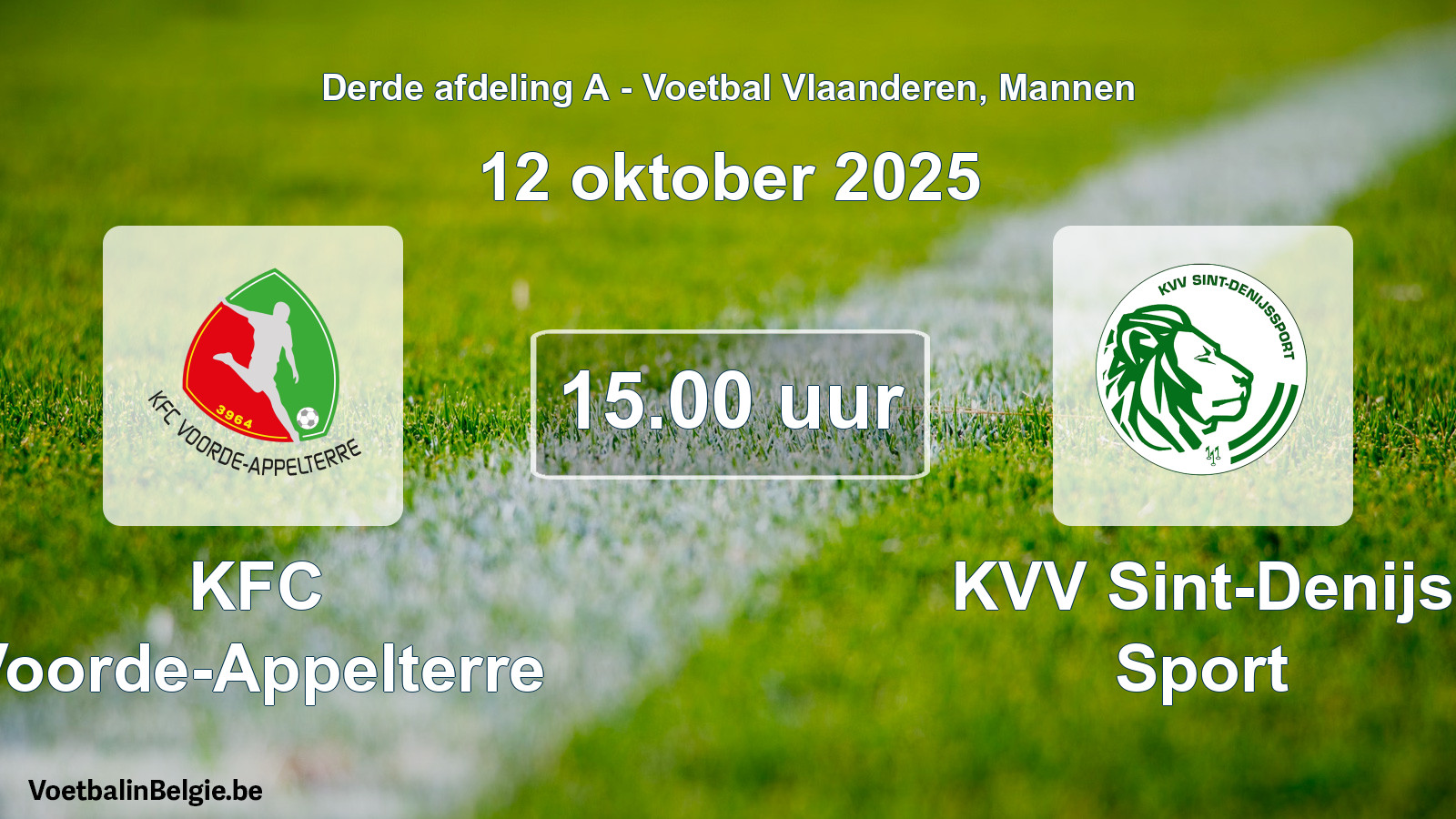 Geplande wedstrijd mannenvoetbal: KFC Voorde-Appelterre - KVV Sint-Denijs Sport (12 oktober 2025)