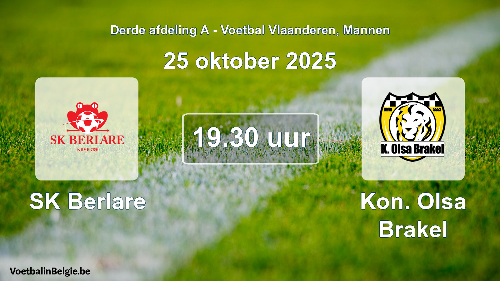 Scheduled match men football: SK Berlare - Kon. Olsa Brakel (25 October 2025)