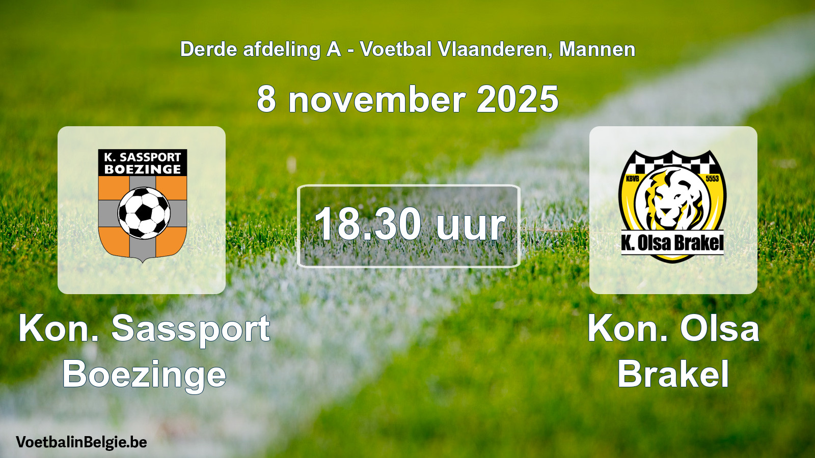 Scheduled match men football: Kon. Sassport Boezinge - Kon. Olsa Brakel (8 November 2025)
