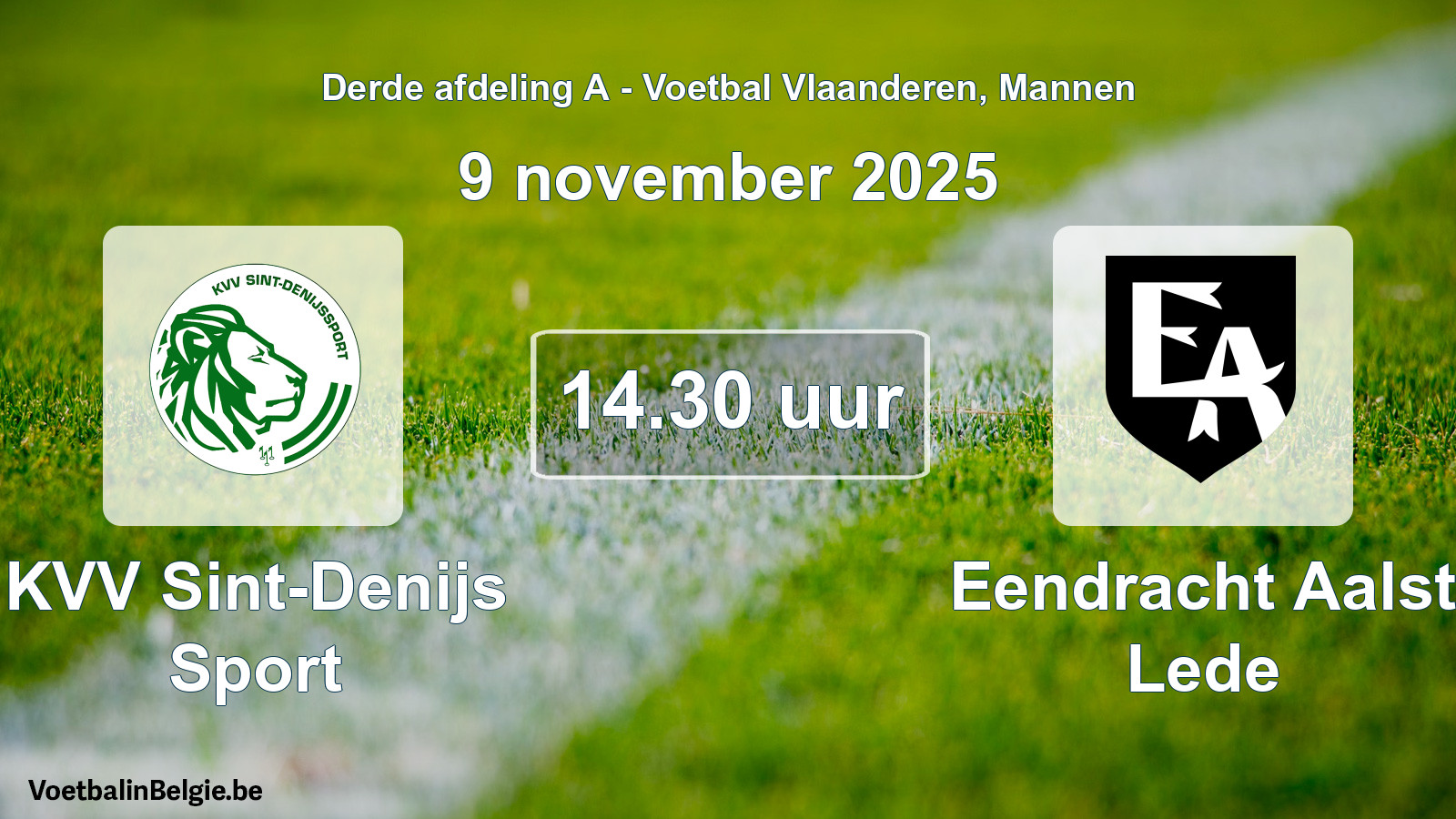Scheduled match men football: KVV Sint-Denijs Sport - Eendracht Aalst Lede (9 November 2025)