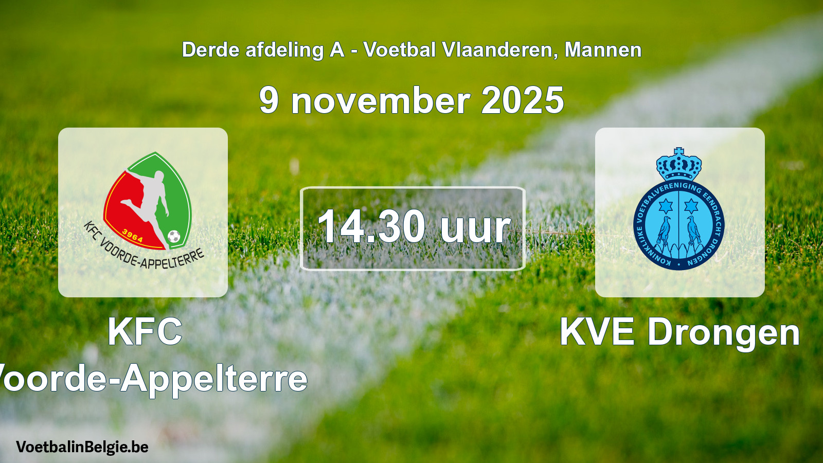 Scheduled match men football: KFC Voorde-Appelterre - KVE Drongen (9 November 2025)