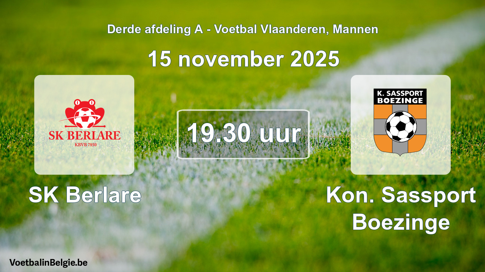 Scheduled match men football: SK Berlare - Kon. Sassport Boezinge (15 November 2025)
