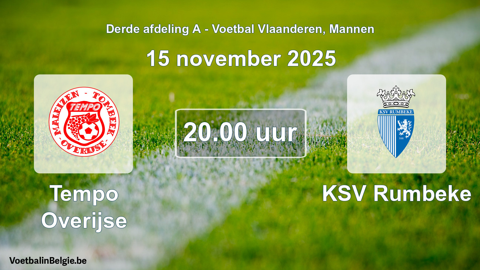 Scheduled match men football: Tempo Overijse - KSV Rumbeke (15 November 2025)