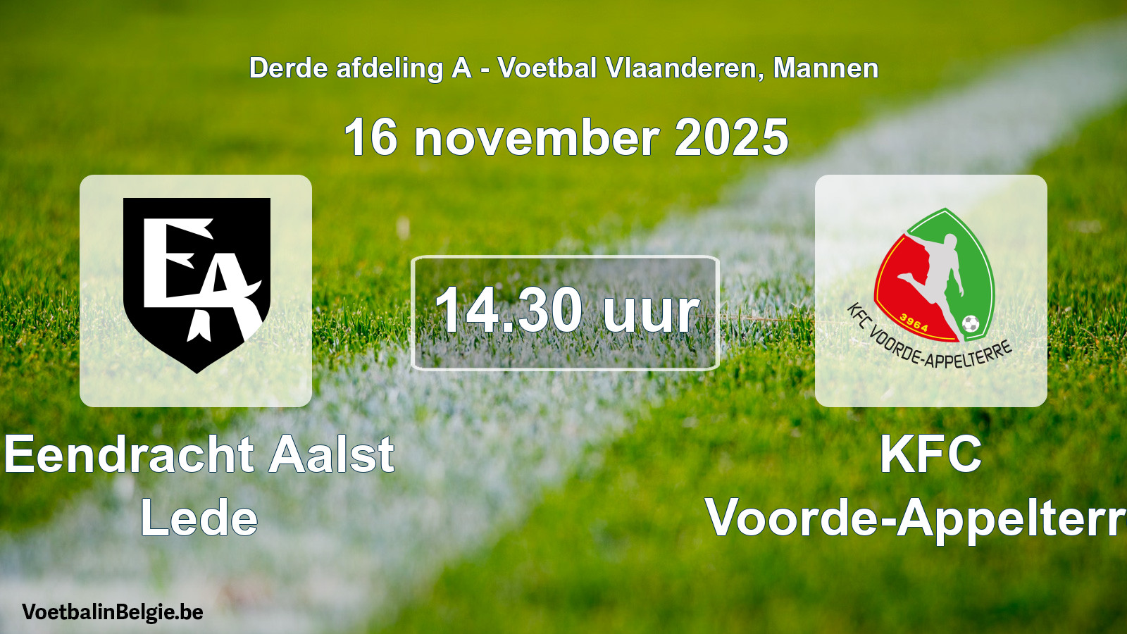 Scheduled match men football: Eendracht Aalst Lede - KFC Voorde-Appelterre (16 November 2025)