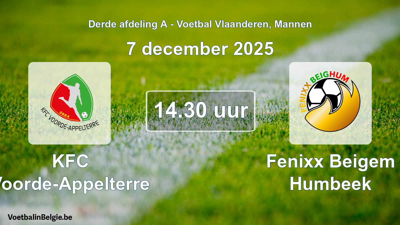 Scheduled match men football: KFC Voorde-Appelterre - Fenixx Beigem Humbeek (7 December 2025)