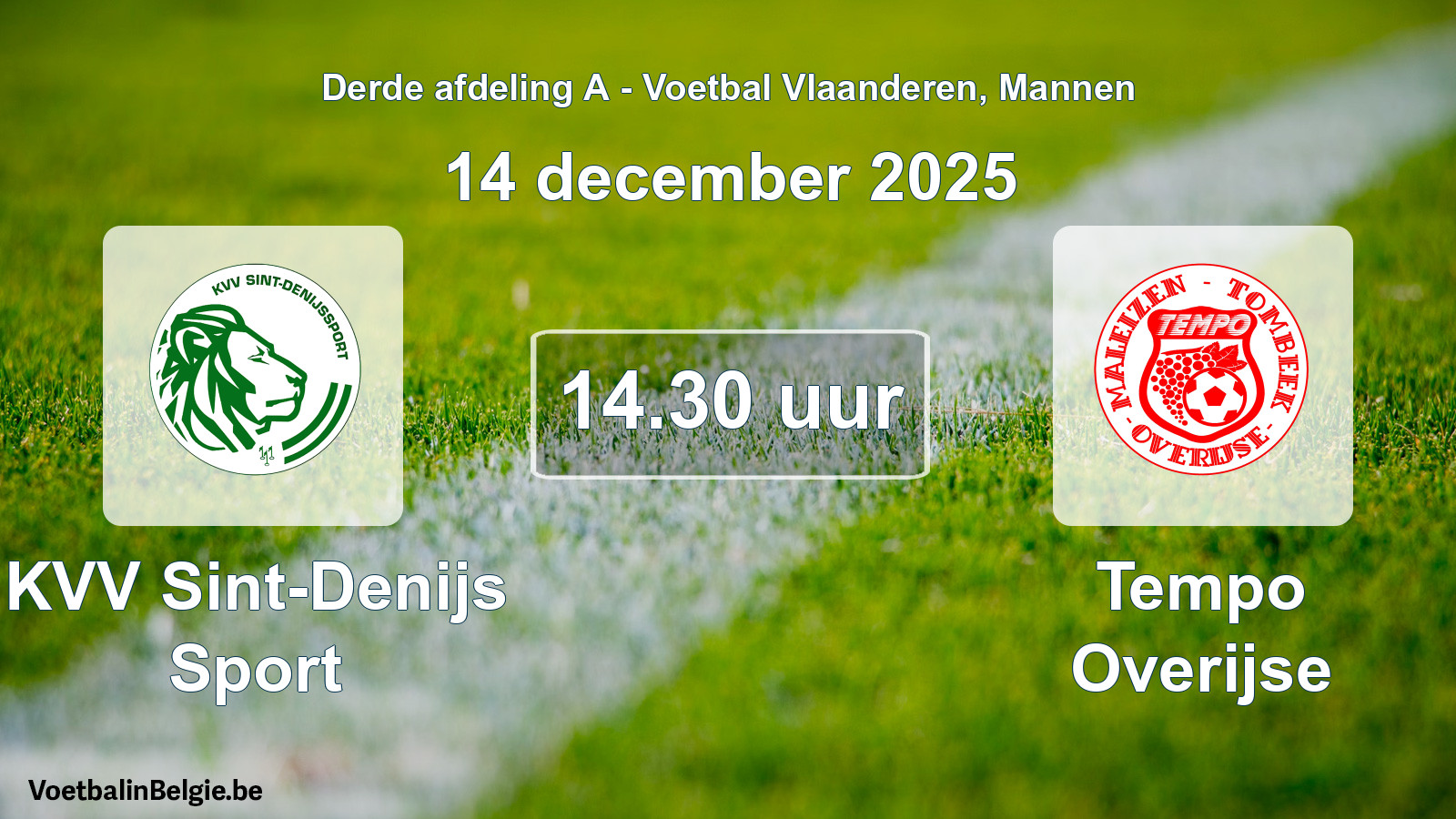 Scheduled match men football: KVV Sint-Denijs Sport - Tempo Overijse (14 December 2025)